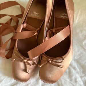 Jeffrey Campbell Satin Ballet Pumps Light Pink